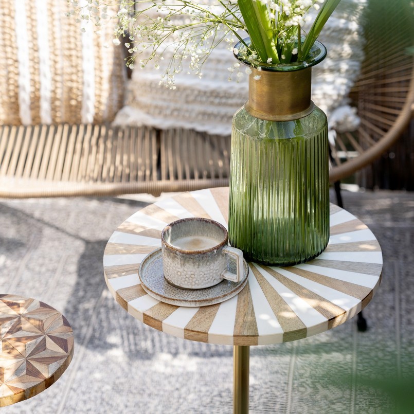 Table d'appoint ronde blanche et dorée - Domero Cirque - Kare Design