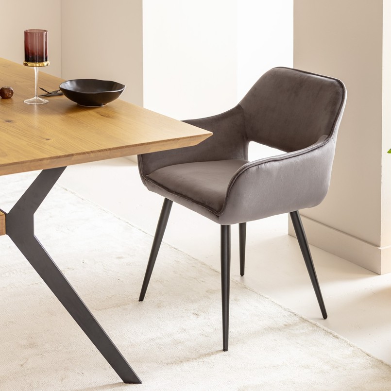 Chaise avec accoudoirs contemporaine grise - San Francisco - Kare Design