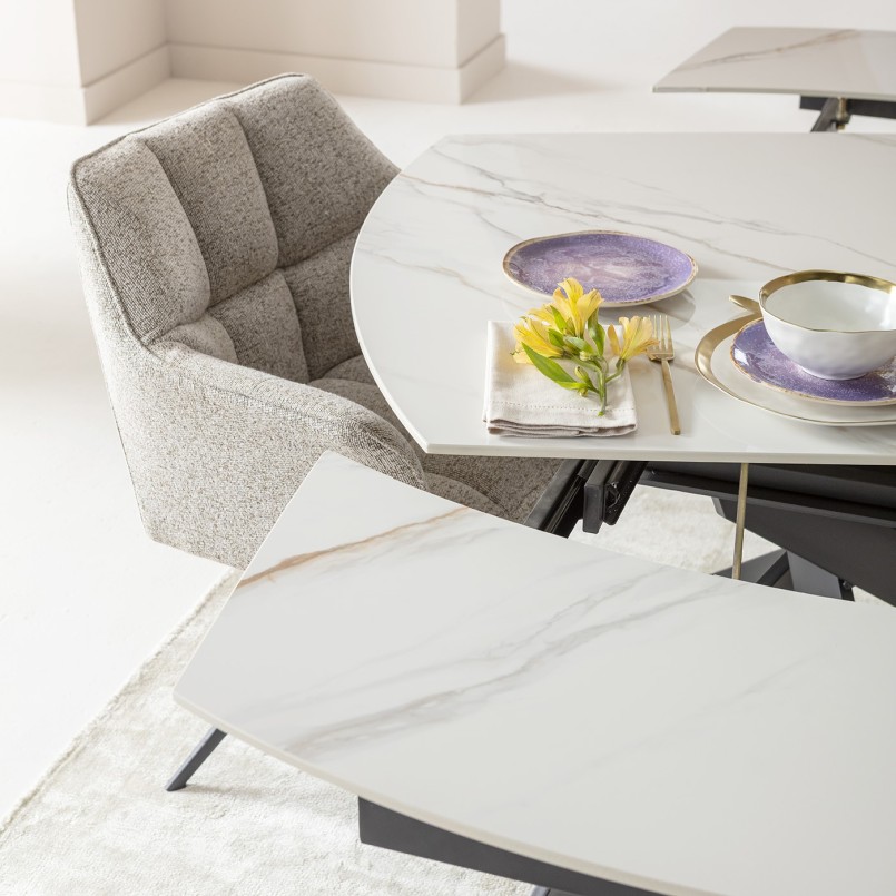 Contemporary white stoneware extensible table - Twist - Kare Design