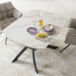 Contemporary white stoneware extensible table - Twist - Kare Design