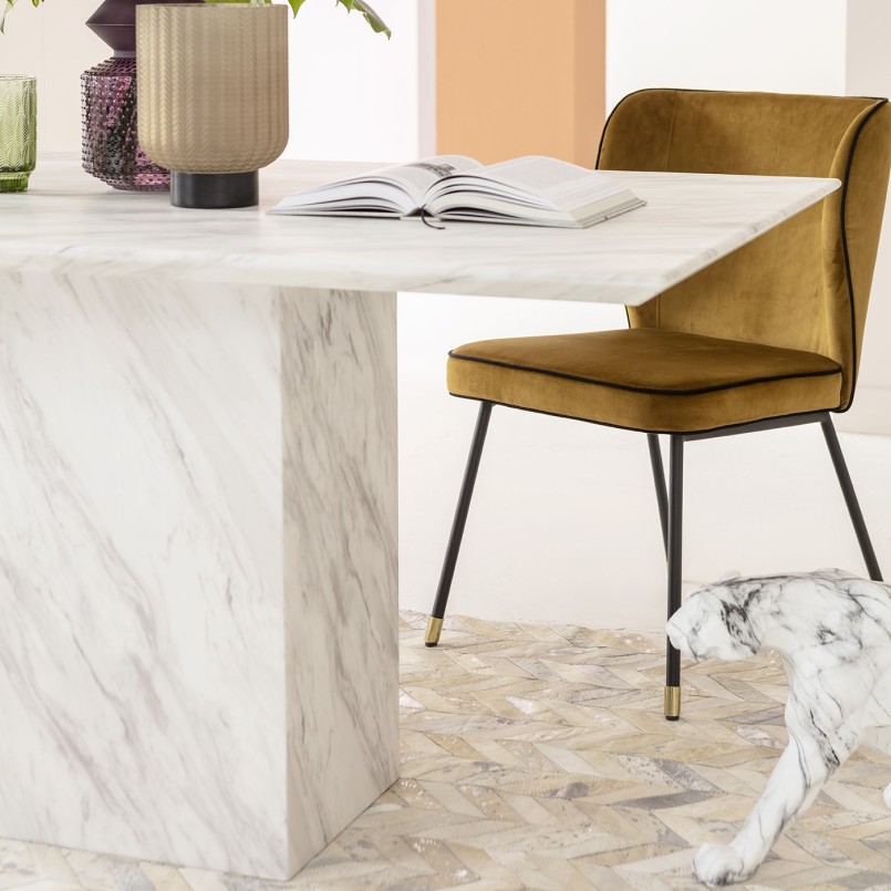 Chaise rétro velours jaune - Irina - Kare Design