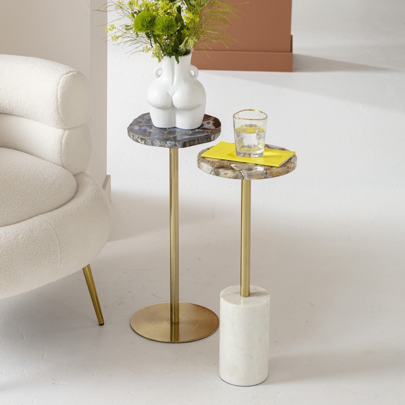 Fauteuil rétro en tissu crème bouclé et acier doré - Livelli - Kare Design