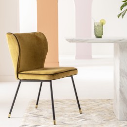 Chaise rétro velours jaune - Irina - Kare Design