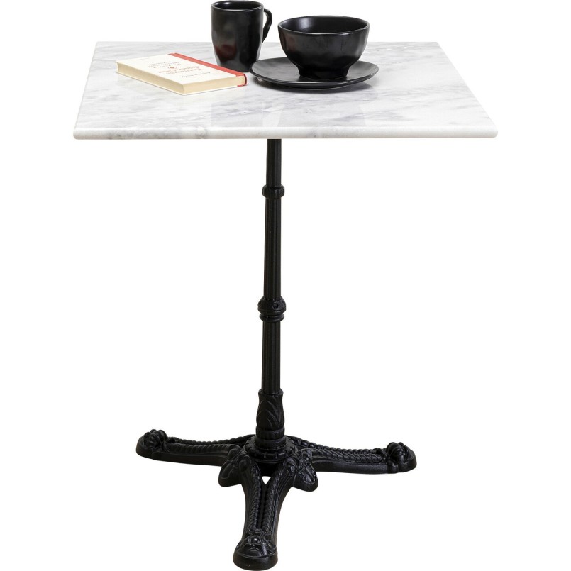Table à manger en marbre blanc et acier noir - Bistrot - Kare Design