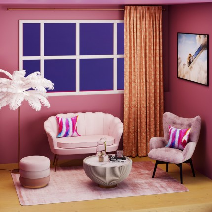 Sofa Water Lily 2-Zits Roze fluweel Goud Kare Design