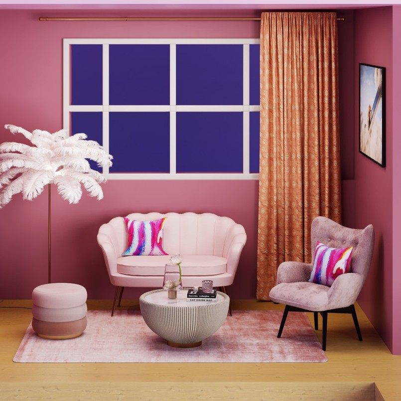 Roze fluwelen kruk - Sandwich - Kare Design