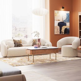 Table basse en manguier massif et marbre blanc - Grace - Kare Design