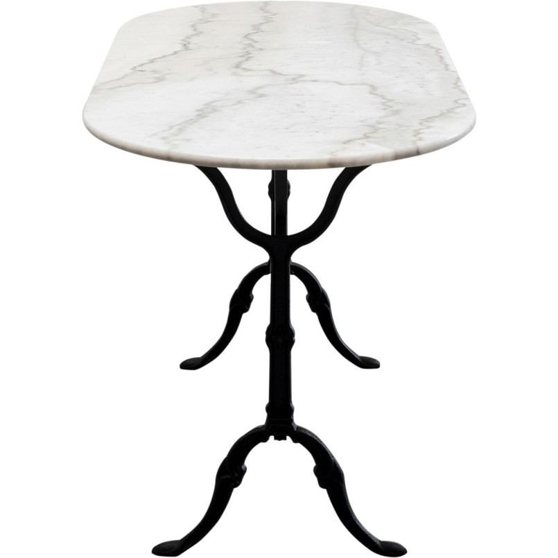 Table à manger en marbre blanc et acier noir - Bistrot - Kare Design