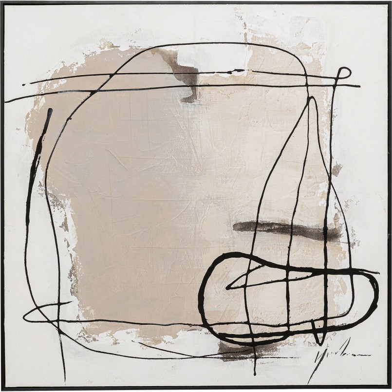 Wit, taupe en zwart abstract canvas - Dust - Kare Design