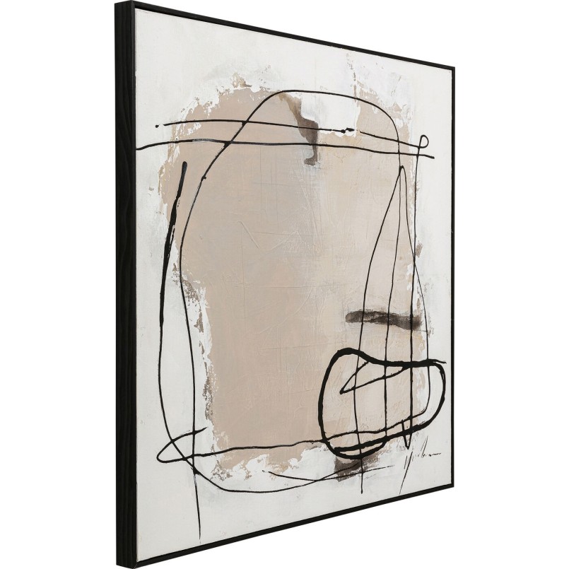 Wit, taupe en zwart abstract canvas - Dust - Kare Design