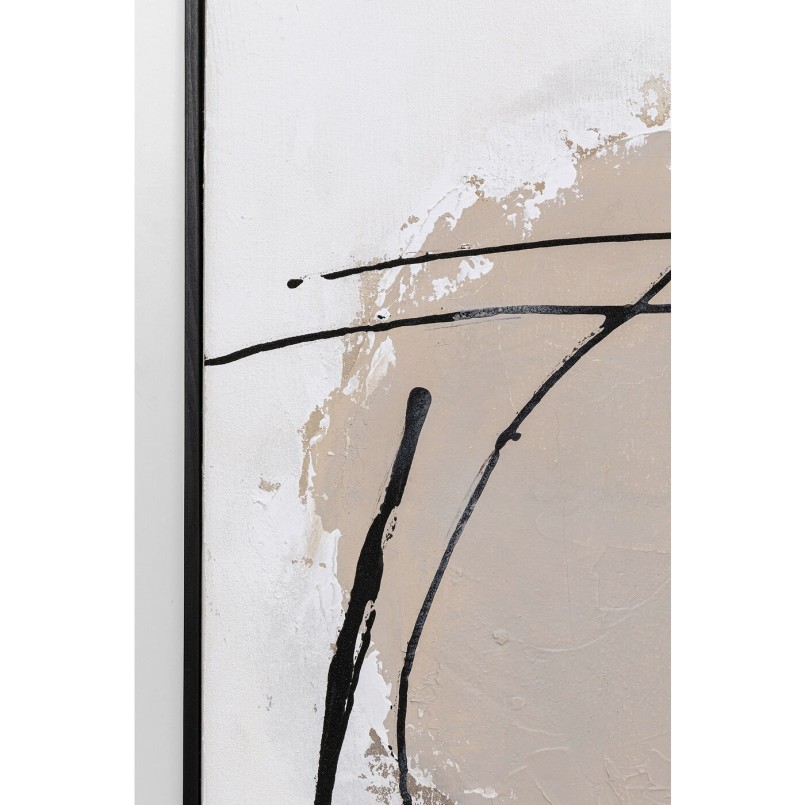 Wit, taupe en zwart abstract canvas - Dust - Kare Design