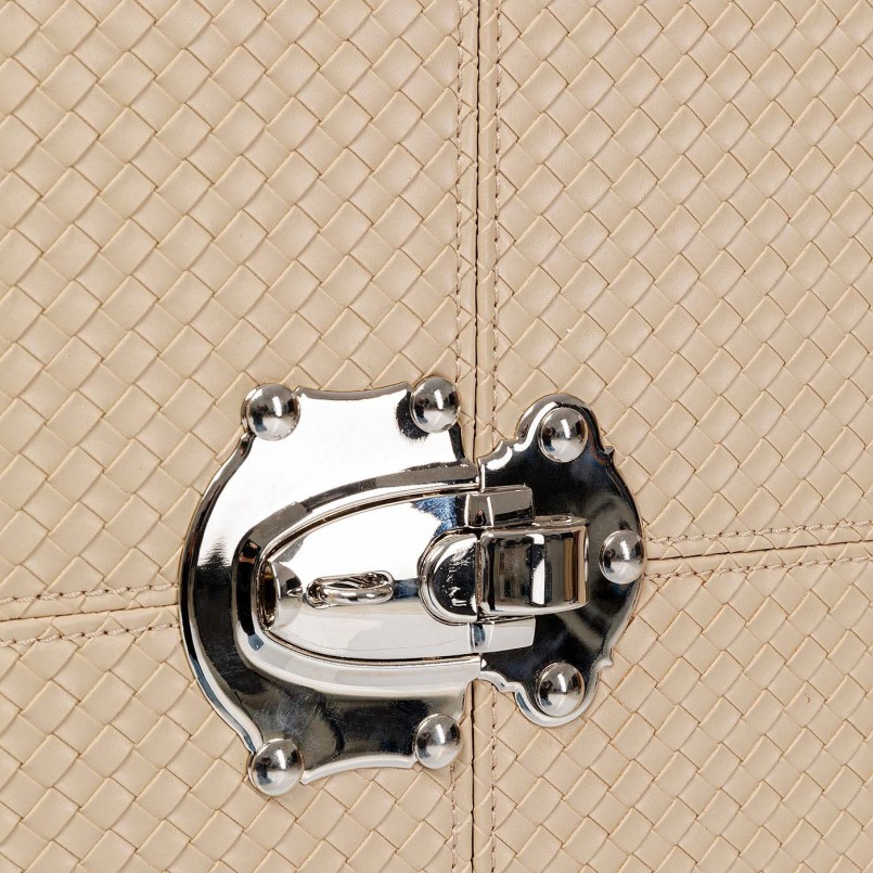 Malle-armoire en simili cuir tressé beige - Venezia - Kare Design