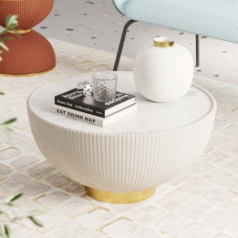 White marble effect round coffee table - Vegas - Kare Design