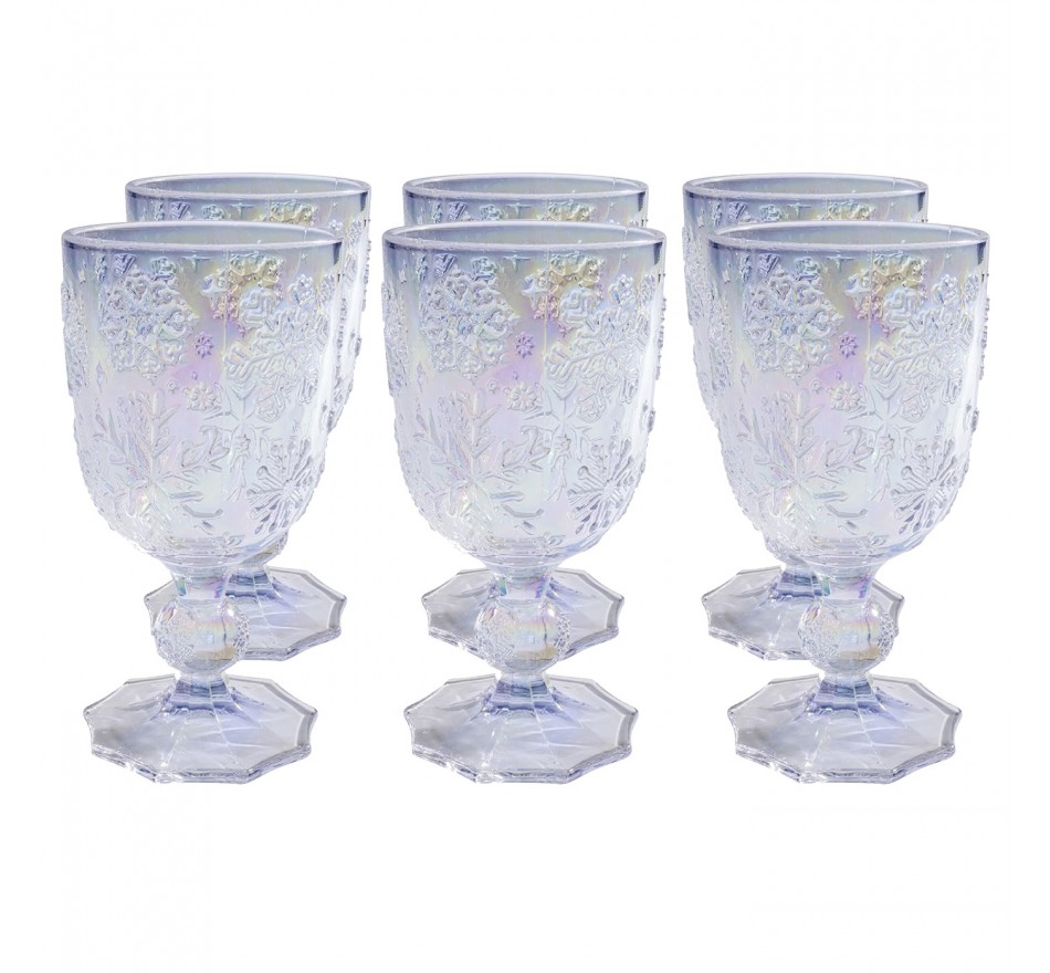 Wine Glass Ice Flowers purple (6/set) Kare Design