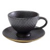 Tasse à café et sa coupelle en céramique grise - Diva - Kare Design