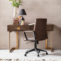 Retro desk in ash wood: vintage desk cabinet with 2 drawers - Modèle Osaka