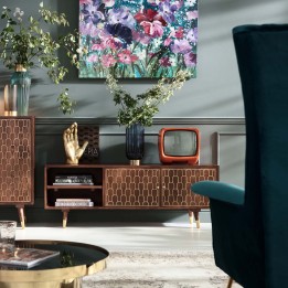 Meuble TV rétro bois et laiton - Muskat - Kare Design