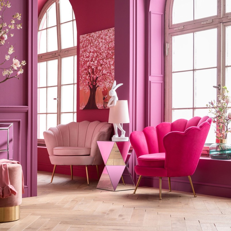 Fauteuil rétro rose fuchsia - Water Lily -  Kare Design