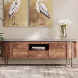 Wooden TV stand with marble top - Grace - Kare Design