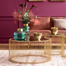 Table basse ronde laiton - Wire - Kare Design