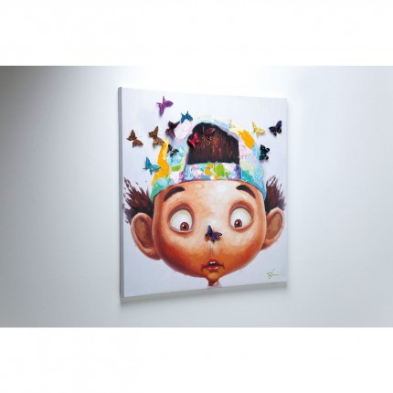 Schilderij Boy with Butterflies 100x100cm Kare Design