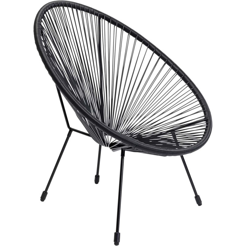 Fauteuil de jardin Acapulco noir en acier poudré - Chaise d'extérieur