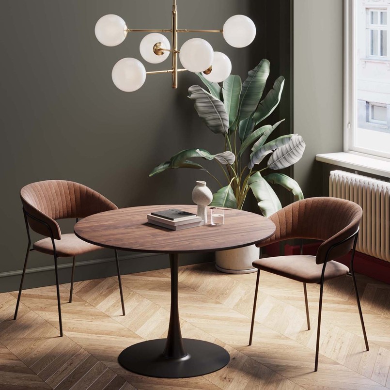 Notenhouten tafel met zwarte poot - Schickeria - Kare Design
