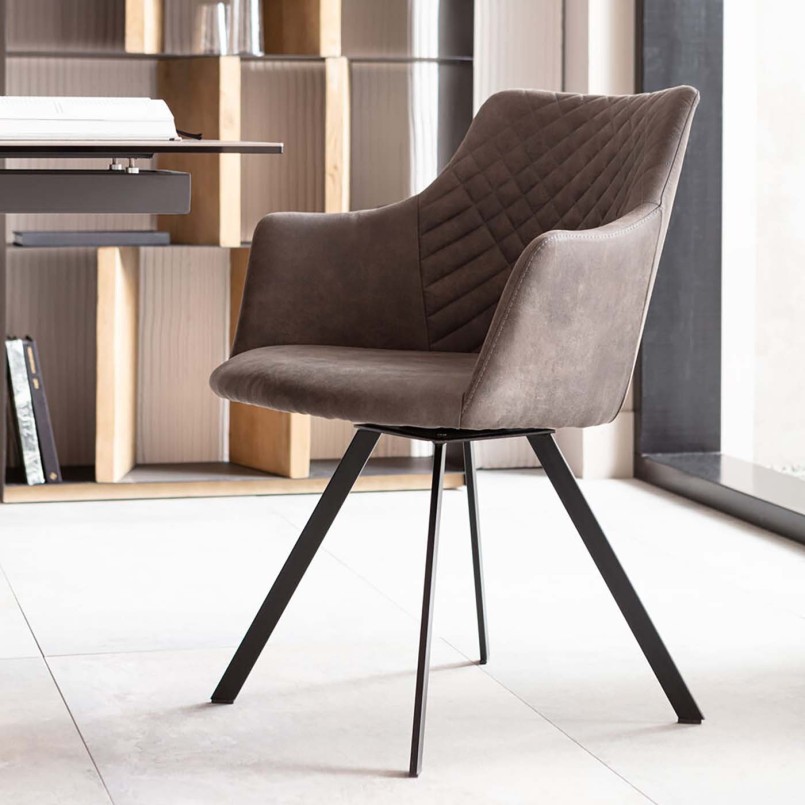 Chaise avec accoudoirs pivotante gris anthracite - Coco - Kare Design