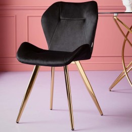 Zwart en goud retro fluwelen stoel - Viva - Kare Design
