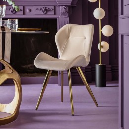 Chaise rétro crème velours crème pieds dorés - Viva - Kare Design