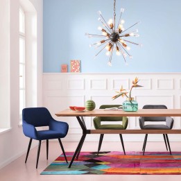 Chaise avec accoudoirs velours bleu - San Francisco - Kare Design