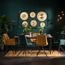 Stoel met gele retro fluwelen armleuningen - Mila - Kare Design