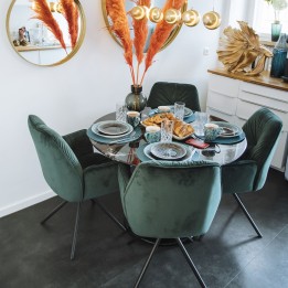 Stoel met retro fluwelen armleuningen groen - Mila - Kare Design