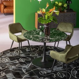 Chaise avec accoudoirs velours vert foncé -  San Fransisco - Kare Design