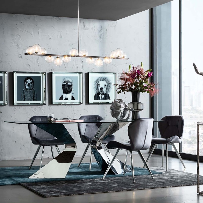 Grey velvet retro chair - Viva - Kare Design