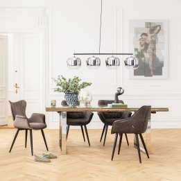 Chaise avec accoudoirs velours marron - Dream - Kare Design