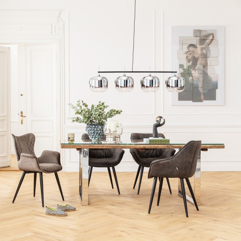 Chair with brown velvet armrests - Dream - Kare Design