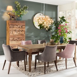Chaise avec accoudoirs contemporaine grise - Mode Velours - Kare