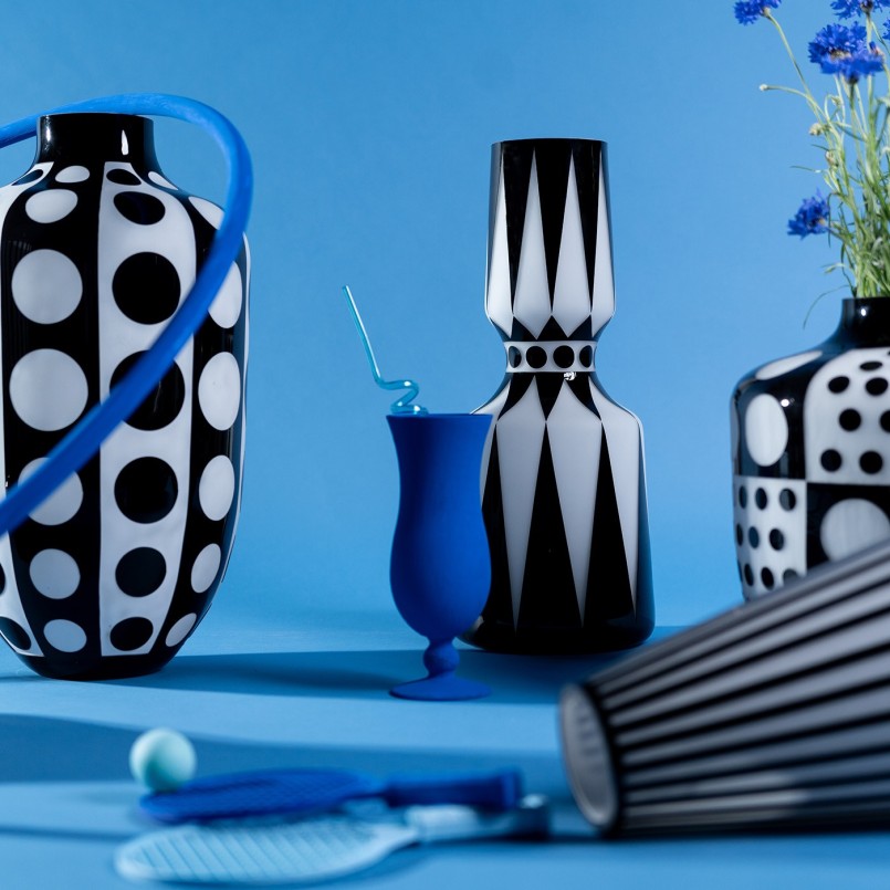 Zwart-witte retro vaas - Brillar - Kare Design