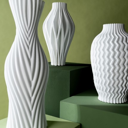 Vase Akira 35cm white zigzag Kare Design
