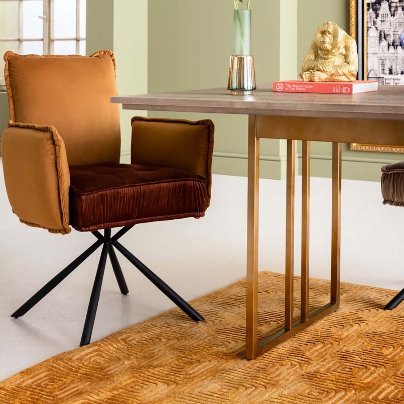 Chaise avec accoudoirs rétro marron - Chelsea - Kare Design