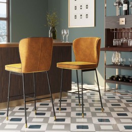 Tabouret de bar rétro jaune - Stavanger - Kare Design