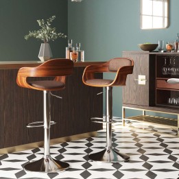 Vintage barkruk in walnootkleur - Monaco - Kare Design