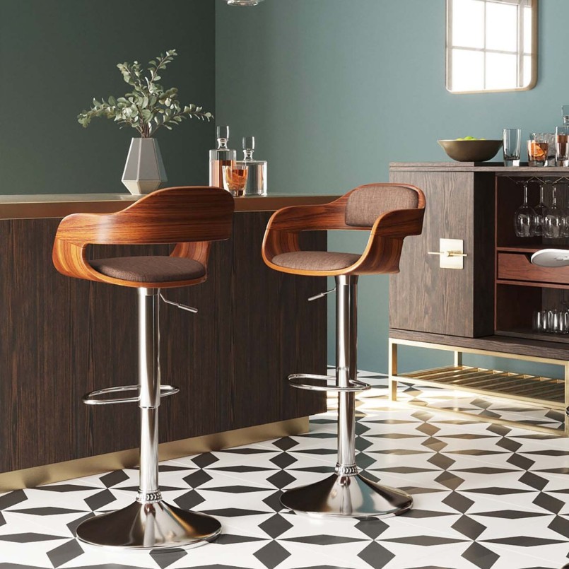 Tabouret de bar vintage teinté noyer - Monaco - Kare Design
