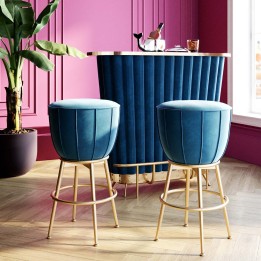 Tabouret de bar baroque velours bleu - After Work - Kare Design