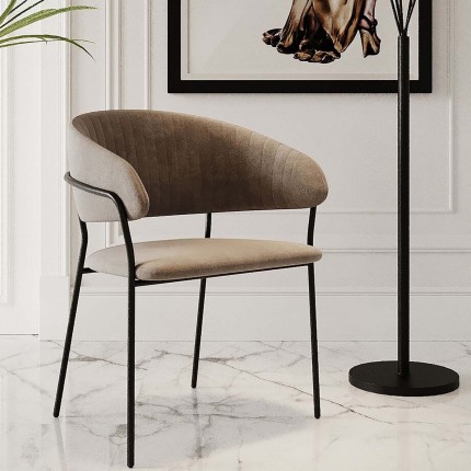 Chair with armrests Belle velvet Brown Kare Design