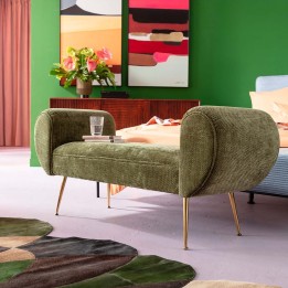 Green velvet and gold steel bench - Trono - Kare Design