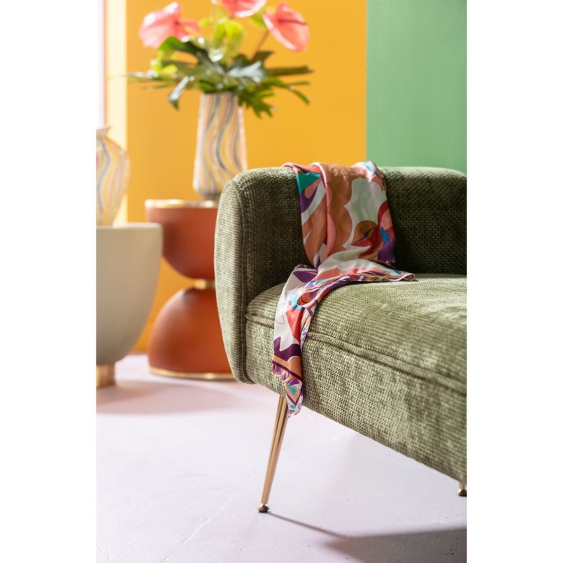 Groen fluweel en gouden stalen bank - Trono - Kare Design