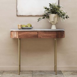 Solid mango and white marble console - Grace - Kare Design