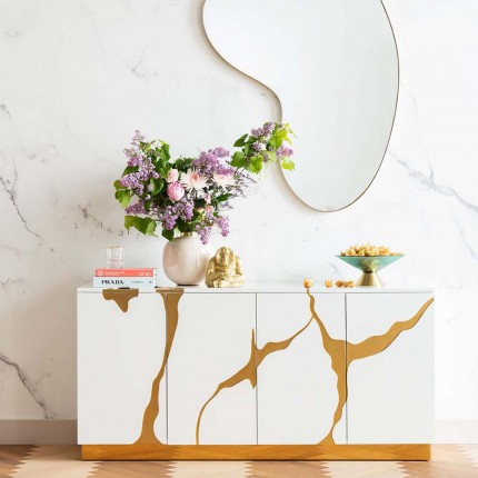Sideboard Cracked white and gold Kare Design